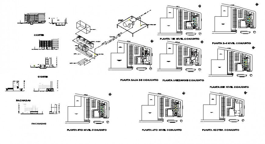 Copper gas plumbing line view in executive hotel auto cad file