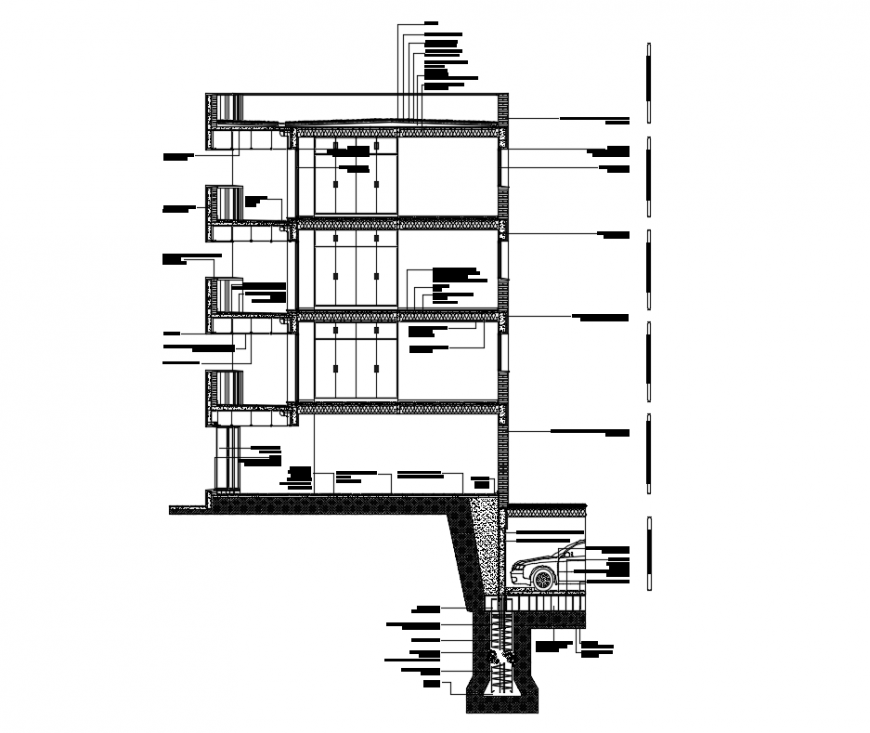 Cordoba housing multi flooring sectional constructive details dwg file