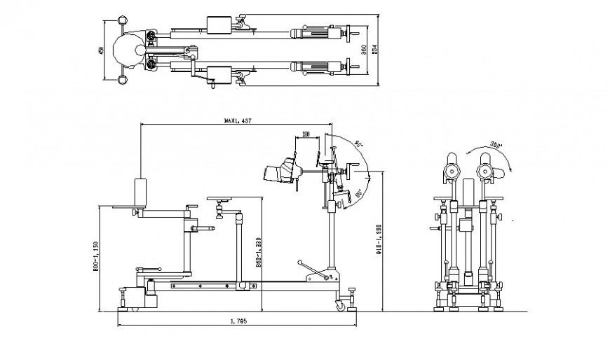 Core cutting machine plan, elevation and section layout file