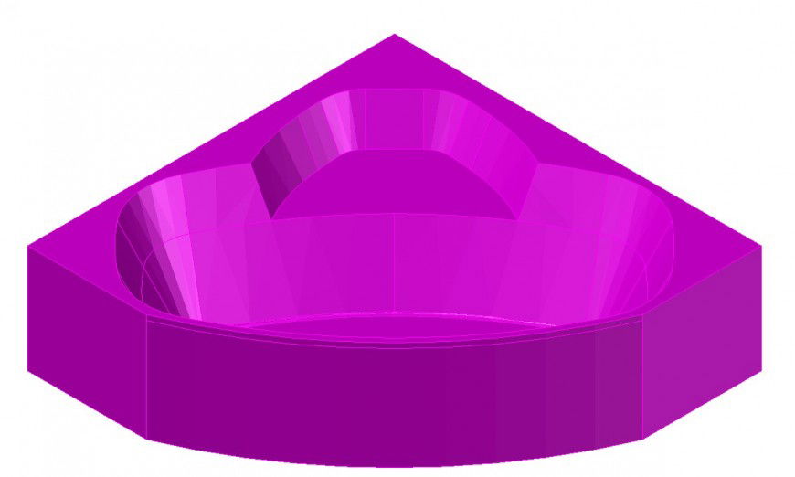 Corner bathtub sanitary 3d dwg AutoCAD file