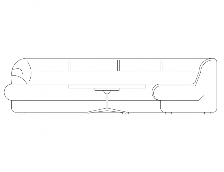 Corner household sofa with glass table cad block design dwg file