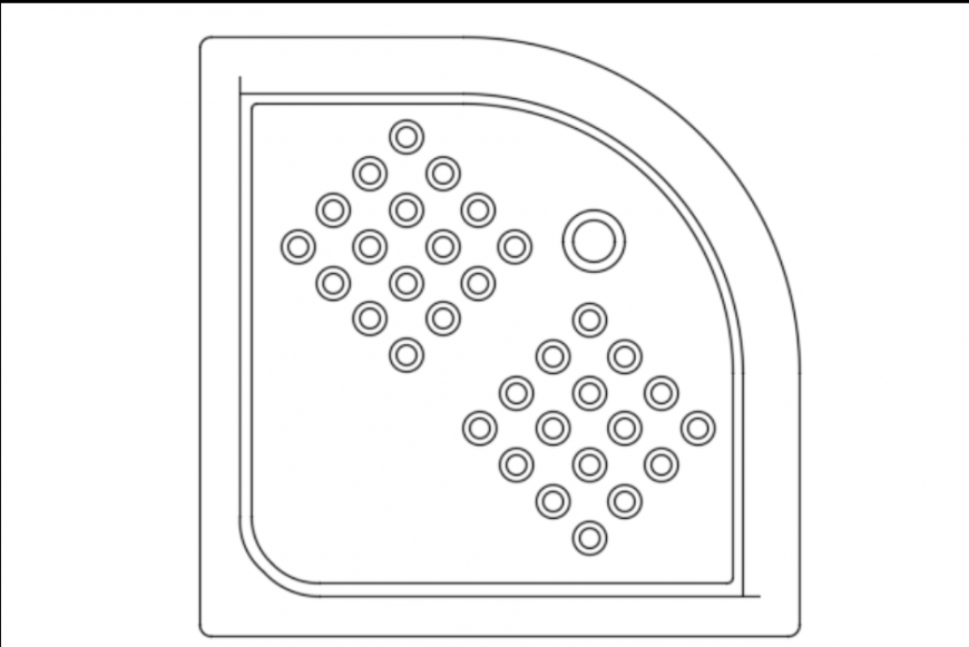 Corner shower tray top view plan