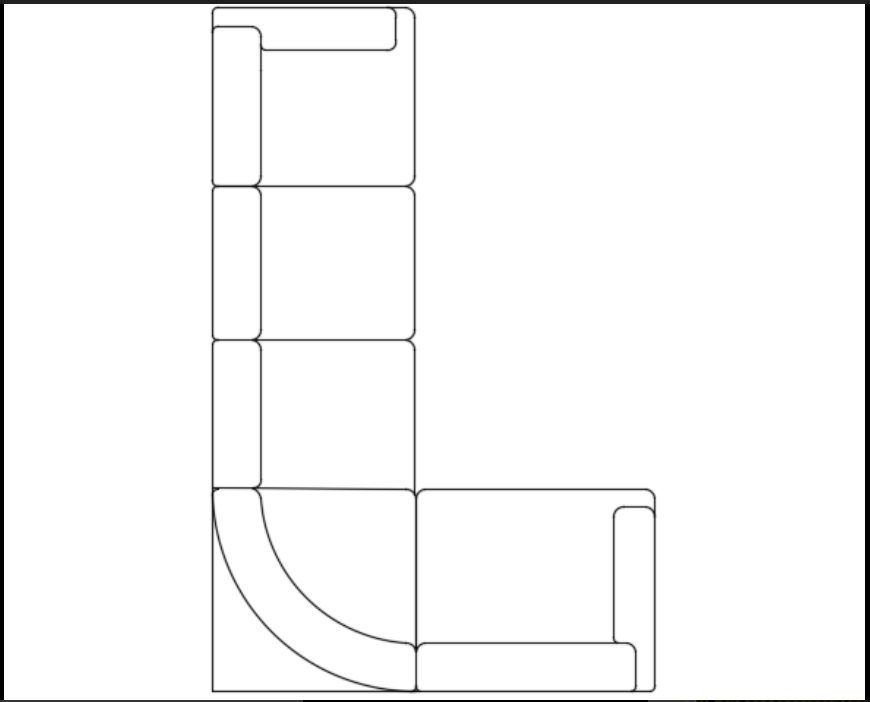 Corner Sofa Plan View CAD File for Interior Layout Design