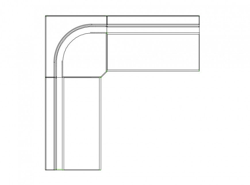 Corner table top view elevation block cad drawing details dwg file