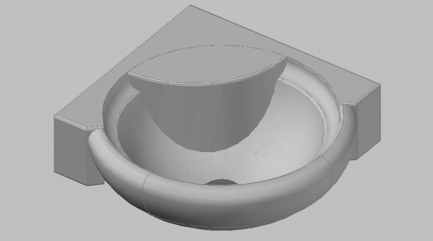 Cornet wash basin detail elevation 3d model layout plan