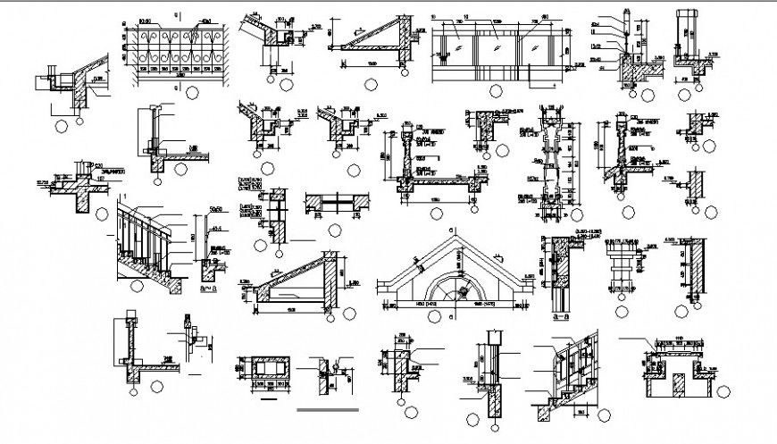 Cornices and staircase with balcony drawing in autocad