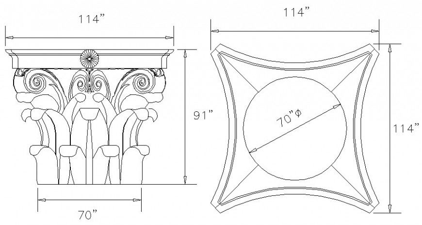 Cornith design drawings 2d view autocad file