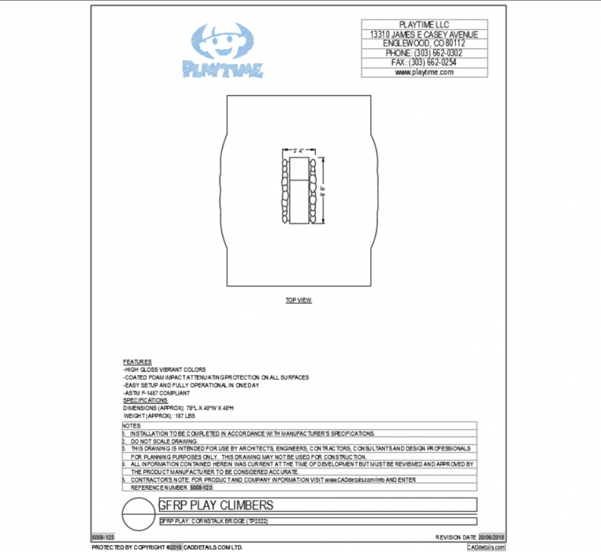 Cornstalk wooden bridge of play park cad block design dwg file