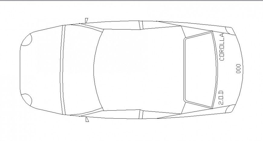 Corolla car top view elevation block cad drawing details dwg file