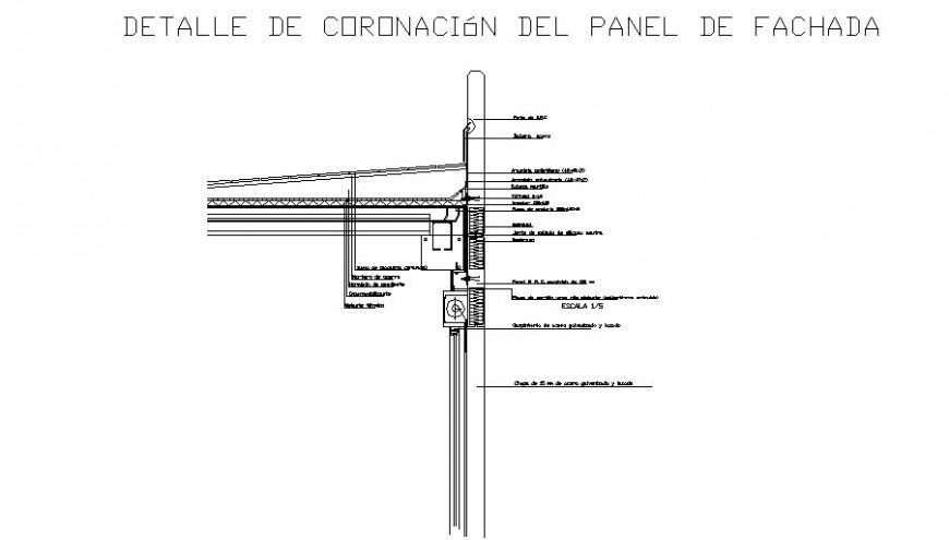 Coronation detail of the facade panel cad construction details dwg file
