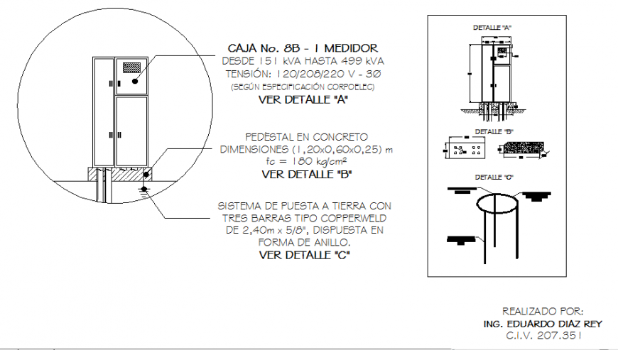 Corpoelec concrete slab constructive structure details dwg file