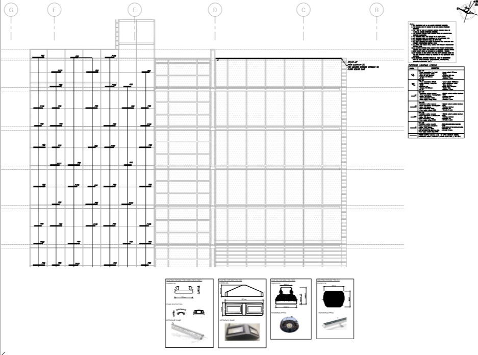 corporate building elevaton an exterior led lighting detail and specification