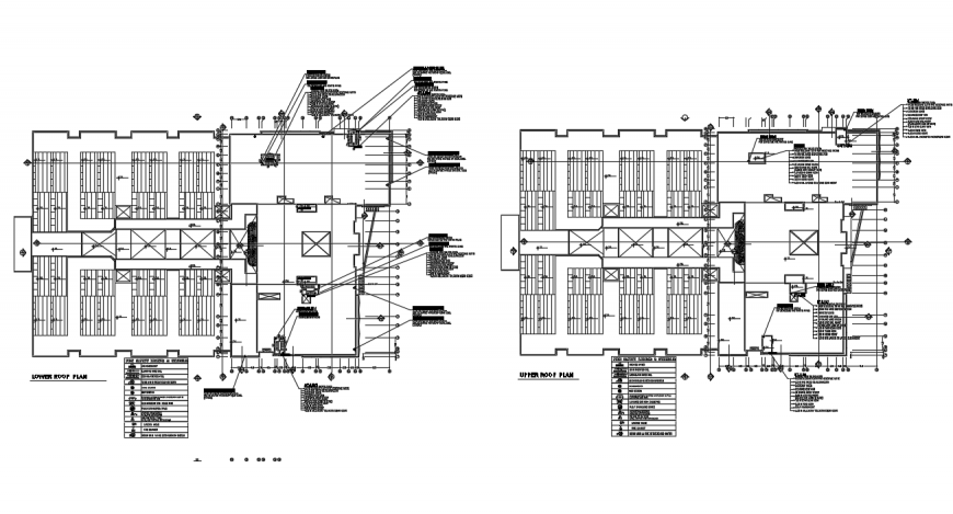 Corporate Building Construction Upper Roof Plan detail With elevation