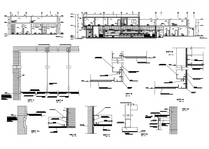 Corporate building constructive section and ceiling construction details dwg file