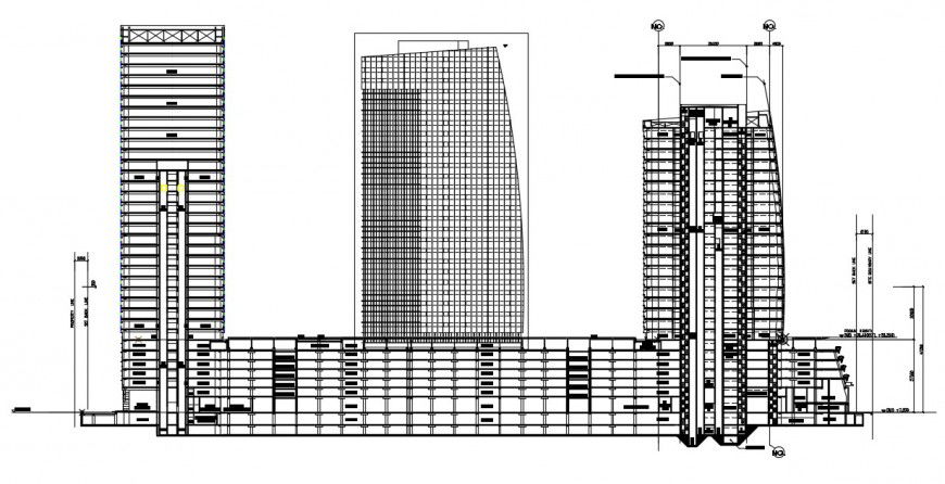 Corporate building elevation design autocad file