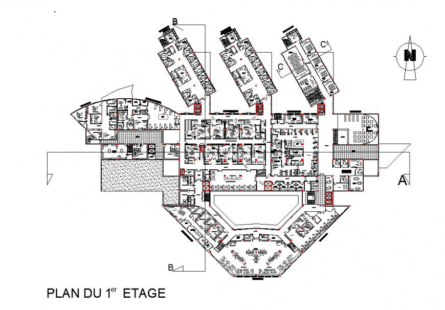 Corporate building first floor planning layout file