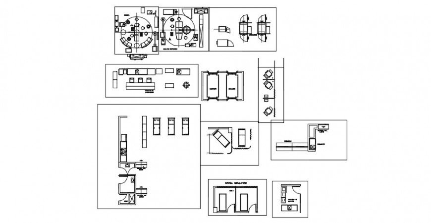 Corporate building interior furniture detailing dwg file