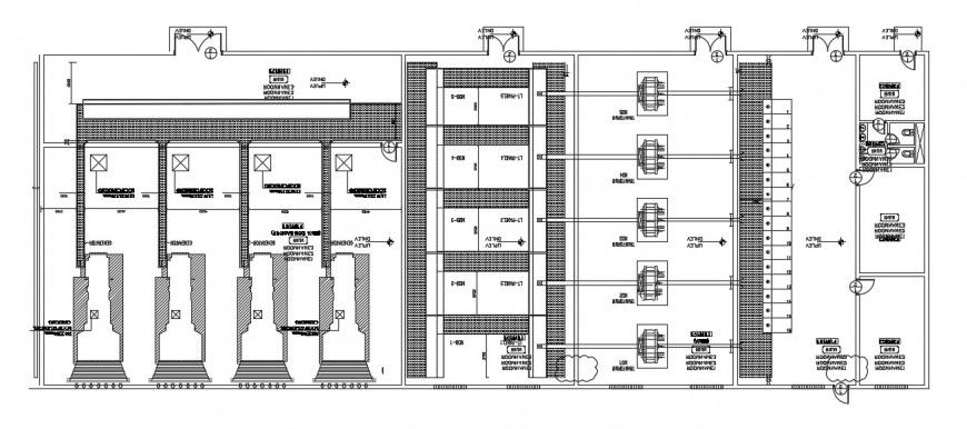 Corporate building layout detail top view cad file