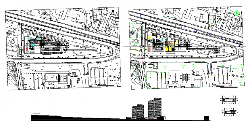 Corporate building park with different office in dwg file.