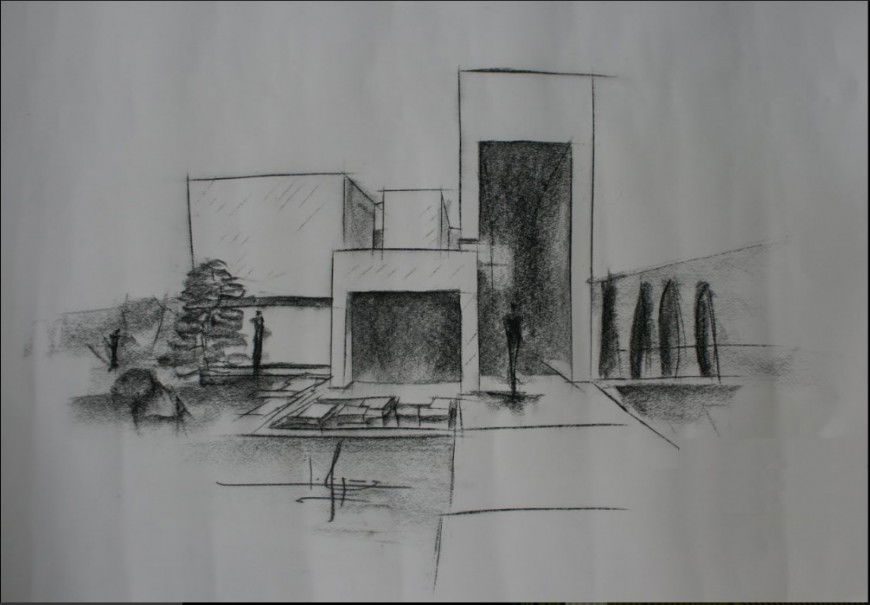 Corporate building sketch 2d detail