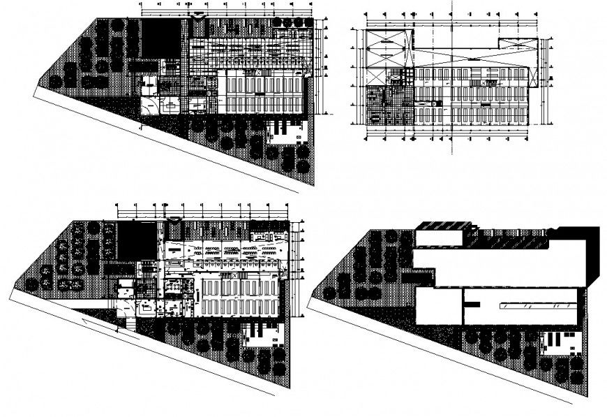 Corporate building structure detail plan 2d view CAD constructive block layout dwg file