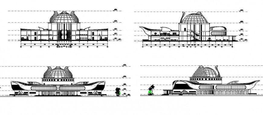 Corporate building structure elevation detail CAD construction layout autocad file