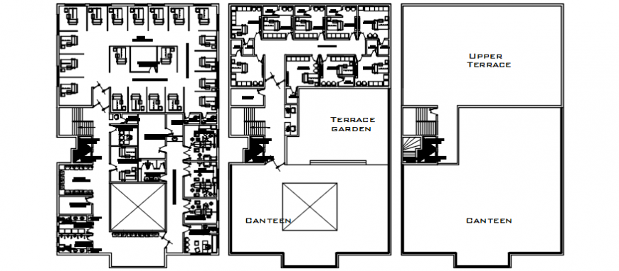 Corporate new office building floor and terrace plan cad drawing details dwg file