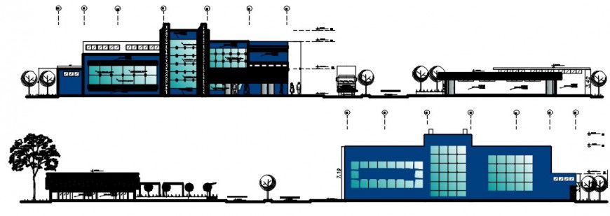 corporate office building elevation design cad filke