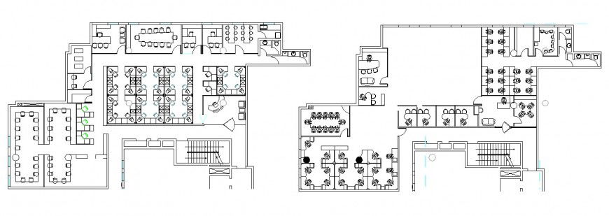 Corporate office building first and second floor plan cad drawing details dwg file