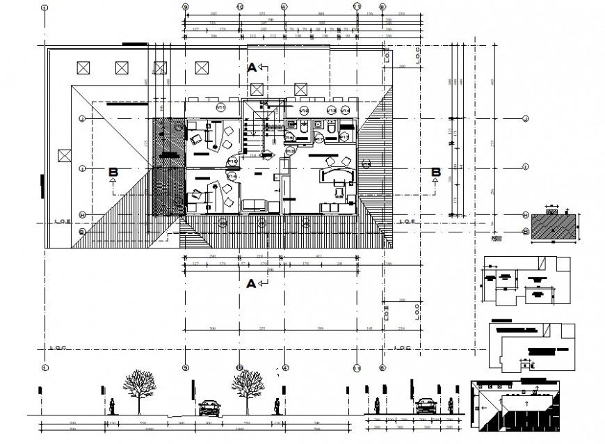 corporate office building floor layout detail cad file