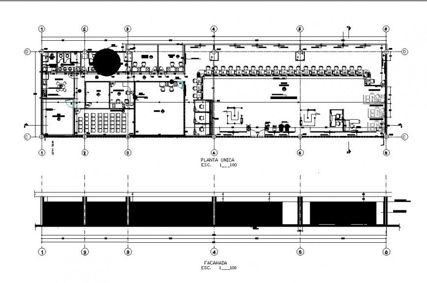 Corporate office building for cell phones elevation and plan cad drawing details dwg file