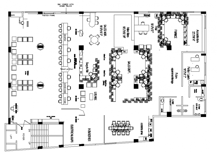 Corporate office building furniture detail plan in dwg file.