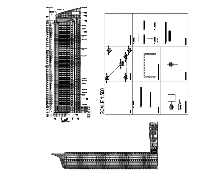 Corporate office building high rise tower elevation cad drawing details dwg file