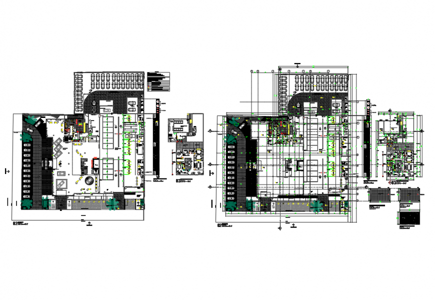 Corporate office building multi-level structural layout plan details dwg file
