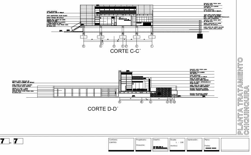 Corporate office building section drawing in dwg file.