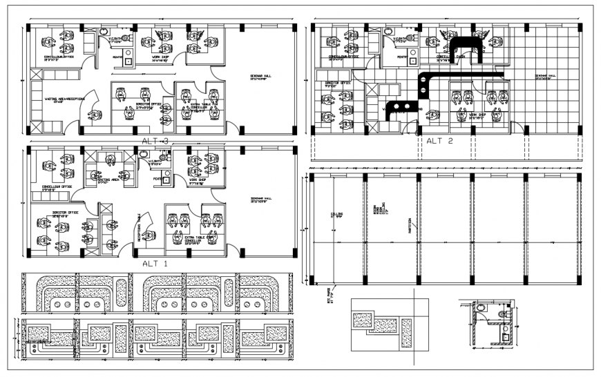 Corporate office detail dwg file in autocad format