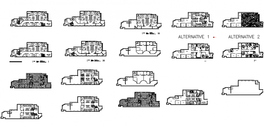 Corporate office floors conceptual layout plan details dwg file