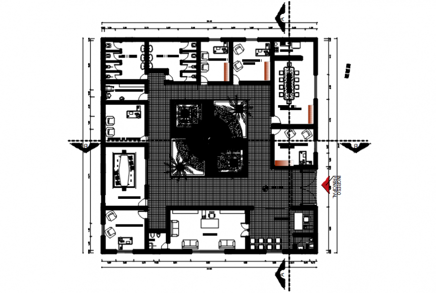 corporate office layout of ground floor cad file