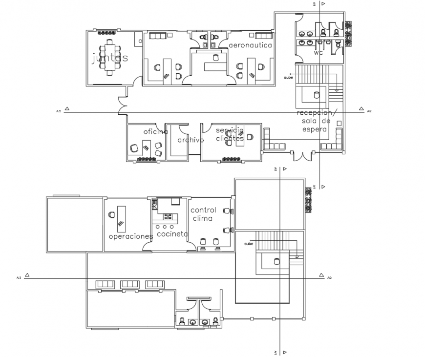 Corporate office parts layout plan with furniture cad drawing details dwg file