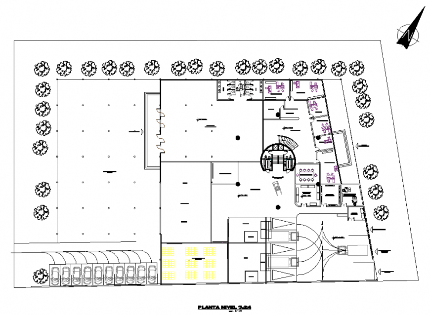 Corporate office plan drawing in dwg file.