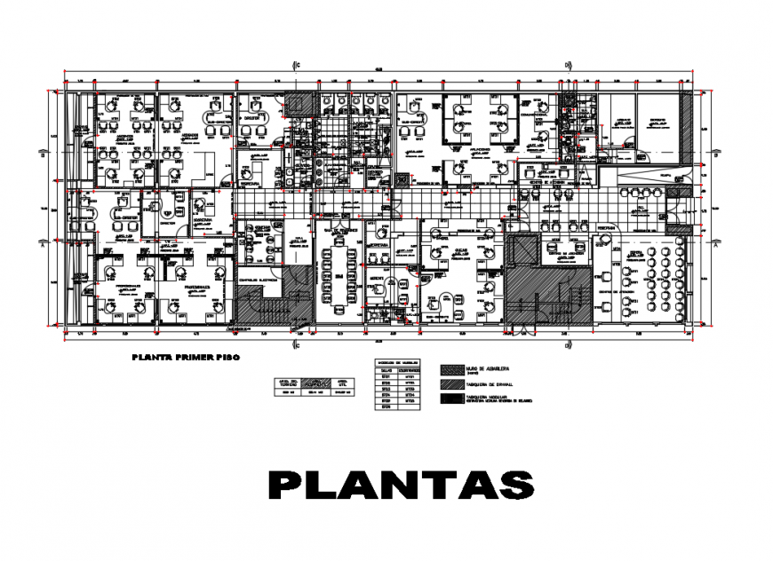 Corporate office plan with ceiling cad drawing details dwg file