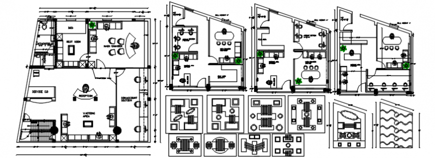 Corporate office top view layout plan details dwg file