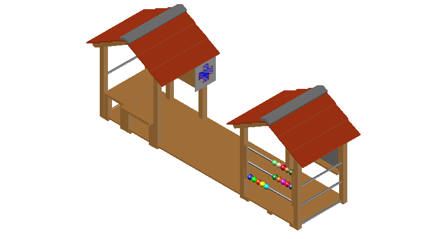 Cottage 3d view with a design of abacus part of architecture portion dwg file