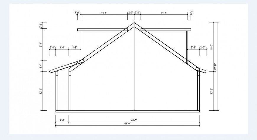 Cottage constructive section cad drawing details dwg file