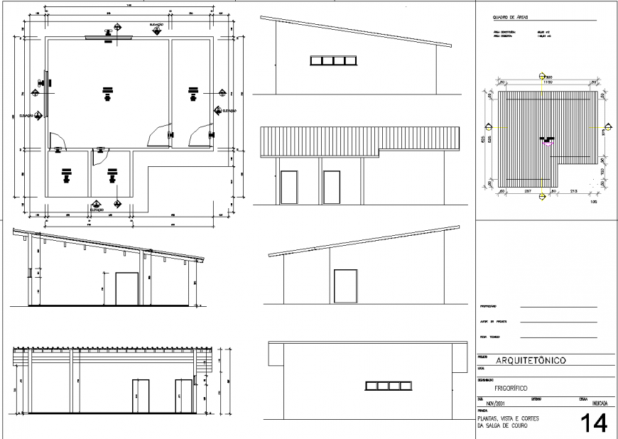 Cottage house plan and elevation drawing in dwg file.