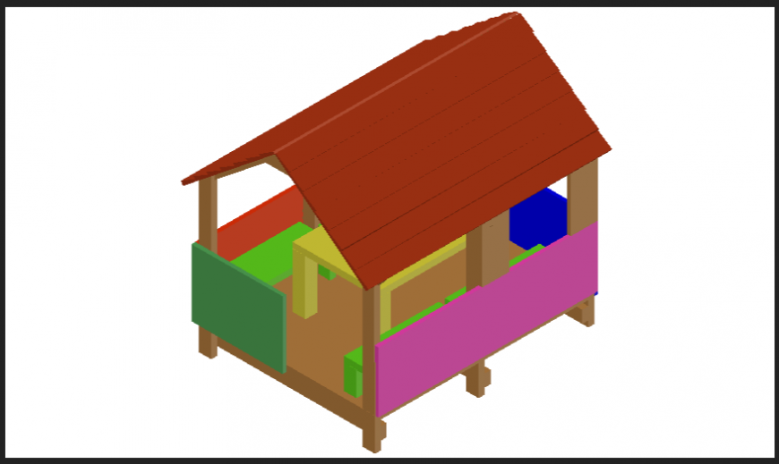 Cottage or small house 3d design dwg file