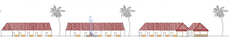 Cottages front sectional view in a resort