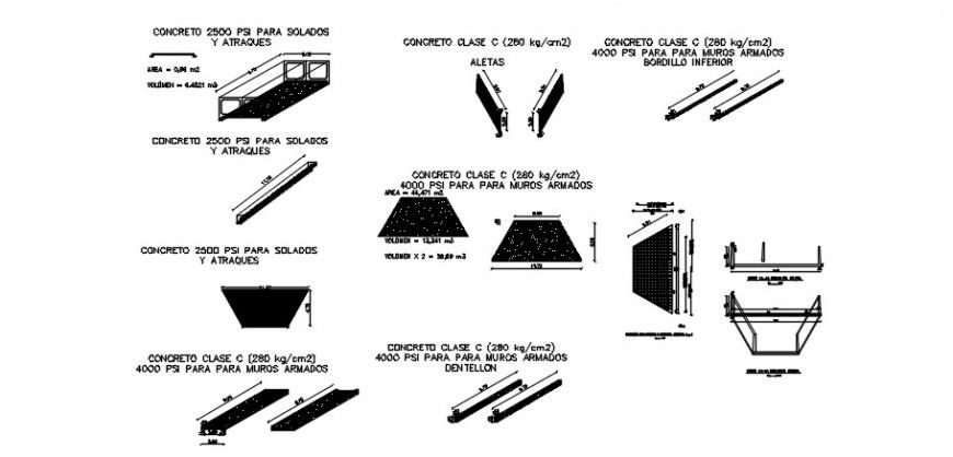 Coulvert box sections, floor structure and column drawing details dwg file