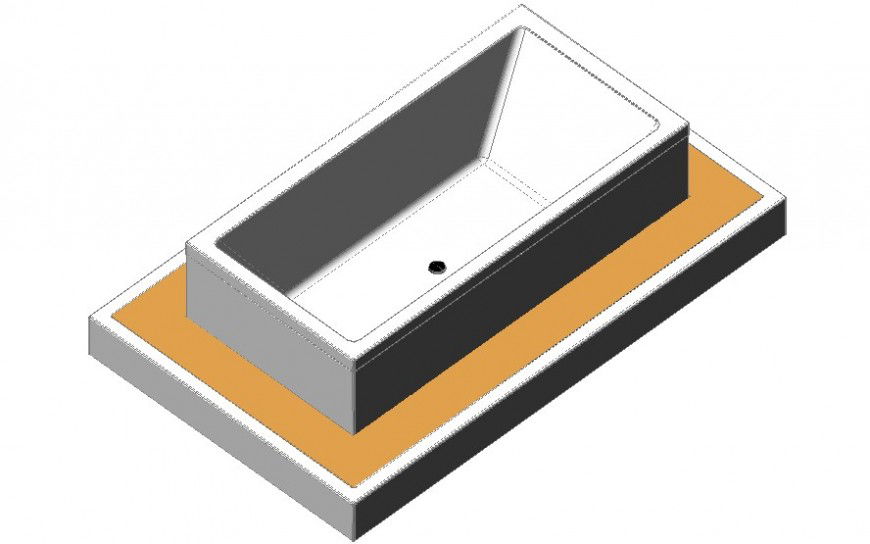 counter-based rectangle wash basin 3d AutoCAD block.