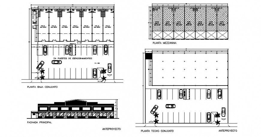 Country club shopping plaza elevation, floor plan and auto-cad drawing details dwg file